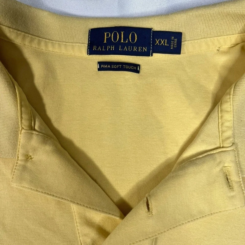 Ralph Lauren Polo Men short sleeve shirt yellow Pima Cotton Flesh Pony XXL